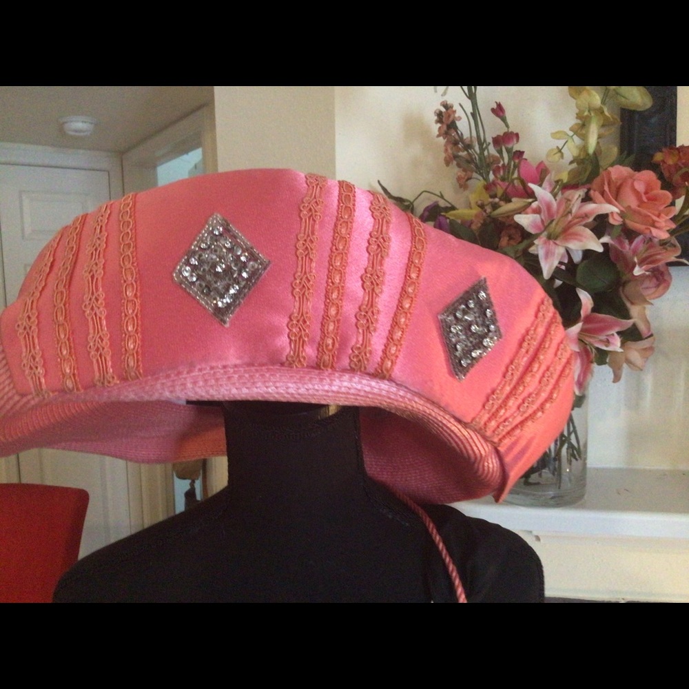 Peach Hat and matching handbag